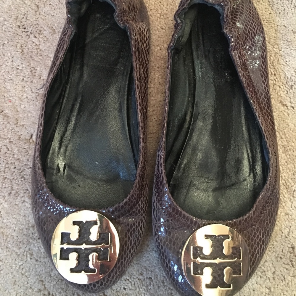 Brown croc/snake print leather Tory burch